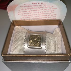 Silver and gold rustic Cuff Bracelet